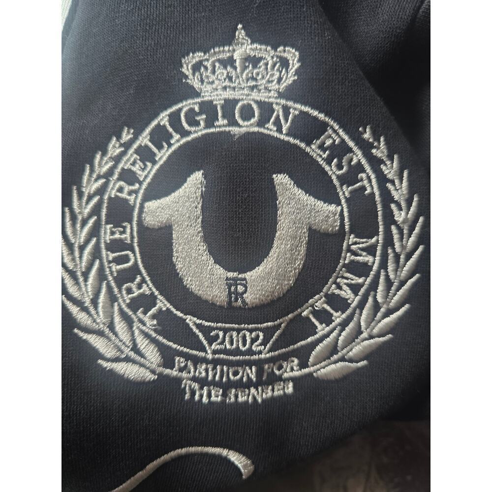 True Religion Embroidered Shrunken Polo Pullover, Black, Retail 134 USD - Picture 11 of 13